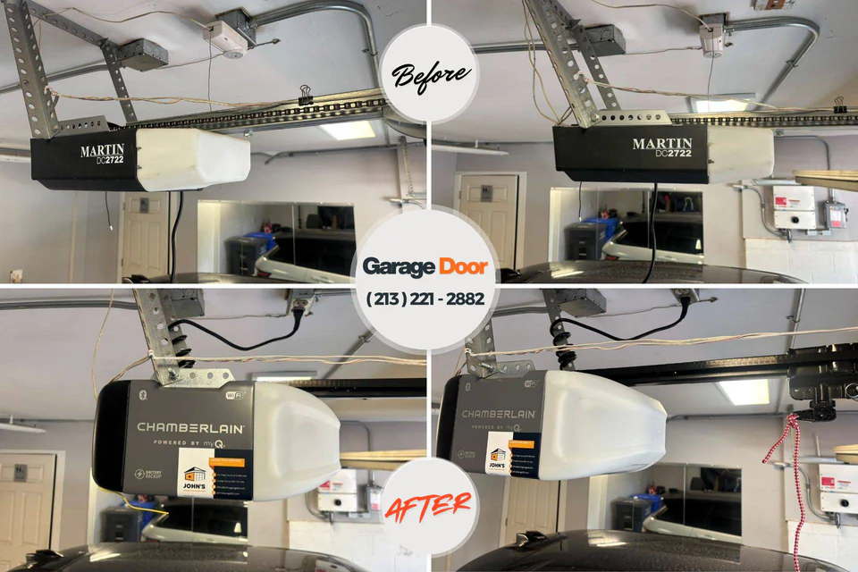 Before and after: garage door repair Green Lake, WI